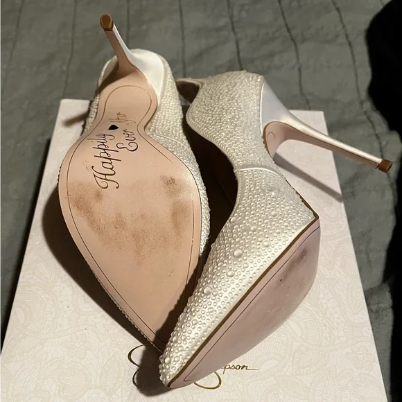 Jessica Simpson White Embellished Heels - Picture 7 of 8